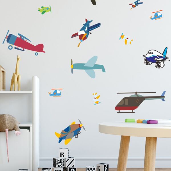 

1sheet Aircraft Print Wall Sticker, Multicolor