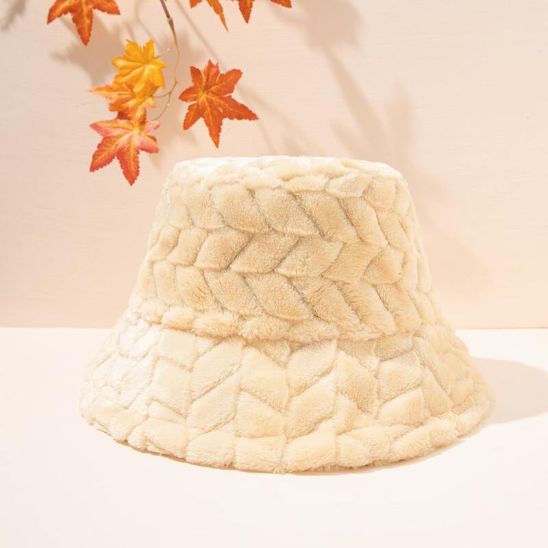 

Textured Fluffy Bucket Hat, Yellow