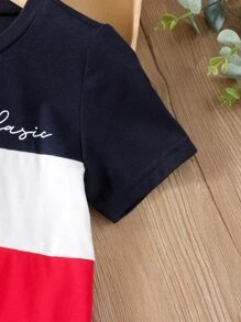 SHEIN Young Boy Cut And Sew Letter Graphic Tee - Multicolor - View 3