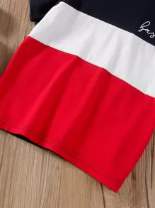 SHEIN Young Boy Cut And Sew Letter Graphic Tee - Multicolor - View 4