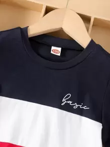 SHEIN Young Boy Cut And Sew Letter Graphic Tee - Multicolor - View 5