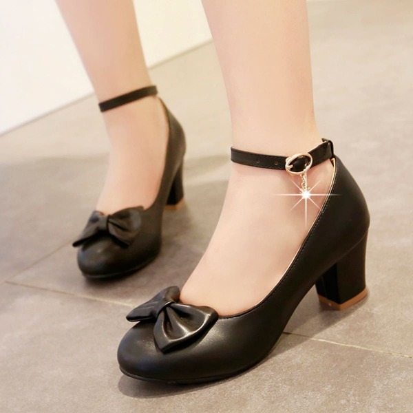 

Bow & Faux Pearls Decor Mary Jane Pumps, Black