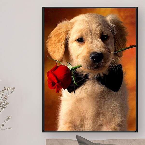 

Dog Print DIY Diamond Unframed Painting, Multicolor