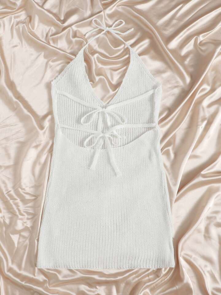 backless sleeveless sweater dress Sleeveless Backless Pointelle Knit Half Button Slim Fit Sweater Dress –  Wear.Style