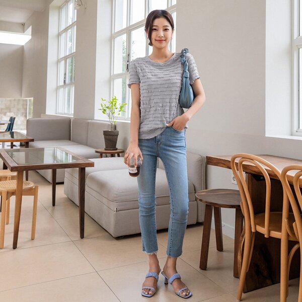 

Solid Textured Tee, Grey