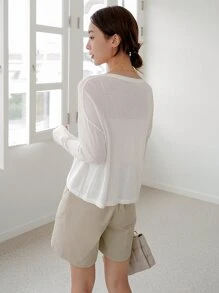 Button Up Sheer Cardigan - White - View 2