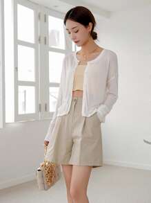 Button Up Sheer Cardigan - White - View 6