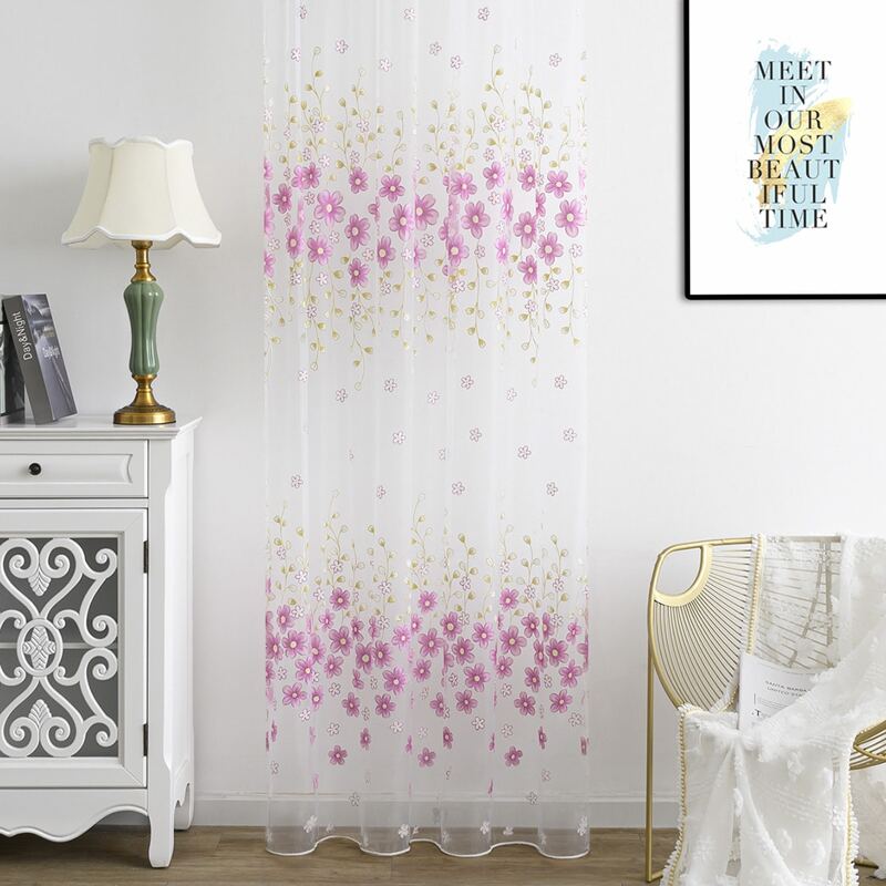 

Flower Print Single Panel Curtain, Pink