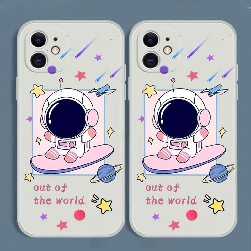

Cartoon Astronaut Print Phone Case, Multicolor