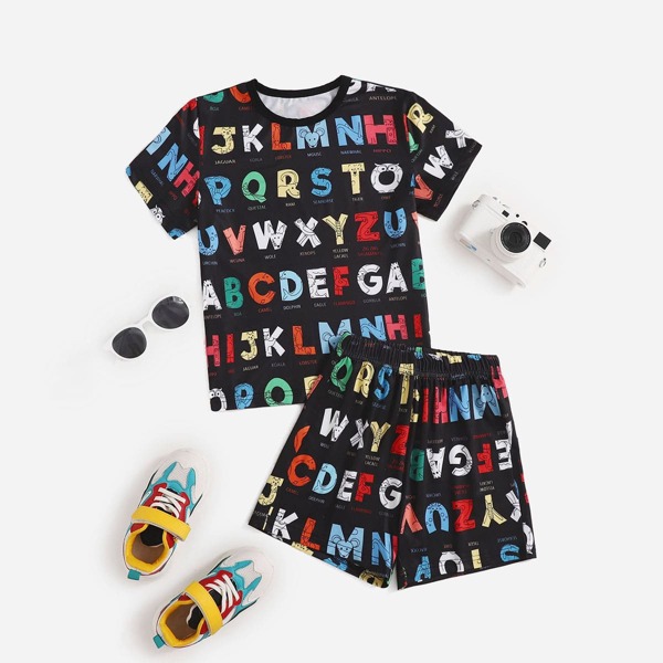

Boys Letter Graphic Tee & Shorts, Multicolor
