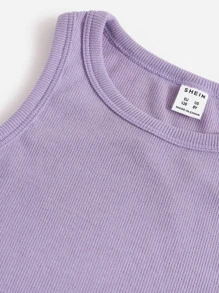 SHEIN 少女經典基本針織無袖背心套裝,圓領款式