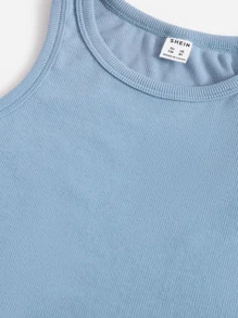 SHEIN Paquete múltiple de tops de punto para niñas Tween con cuello redondo clásico y básico - Multicolor - Ver 3