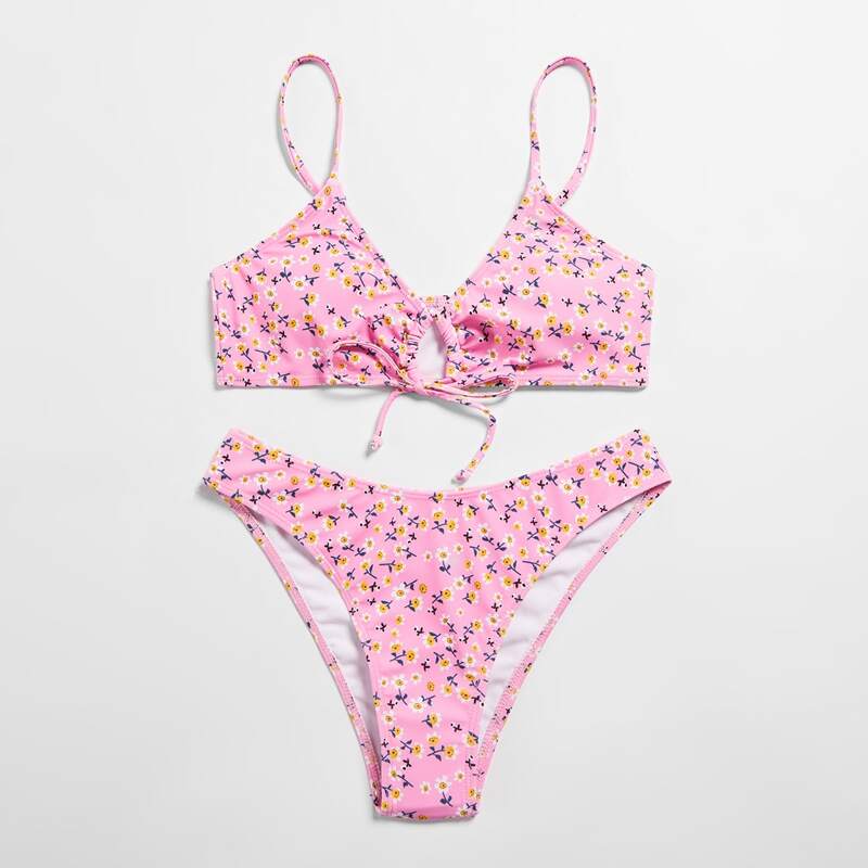 

Ditsy Floral Bikini Swimsuit, Baby pink