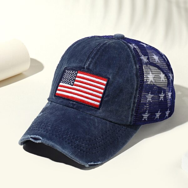 

Flag Embroidered Baseball Cap, Blue