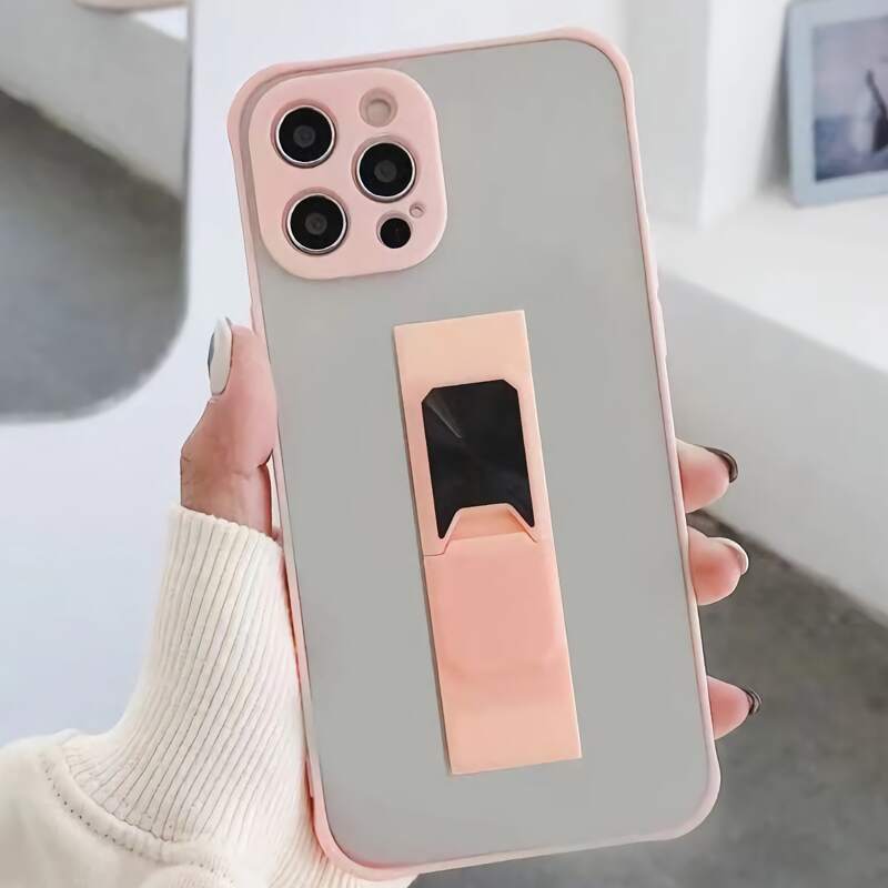 

Contrast Frame Phone Case With Holder, Pink