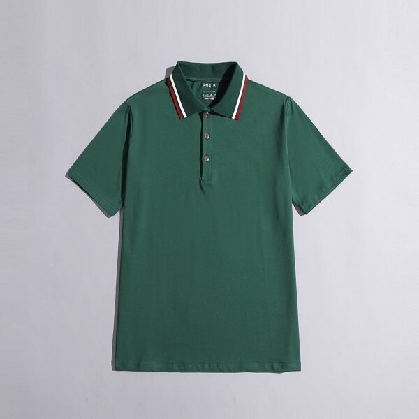 

Men Button Front Polo Shirt, Dark green