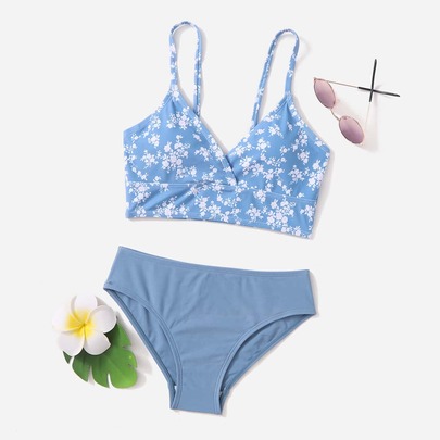 Girls Floral Print Bikini Swimsuit
