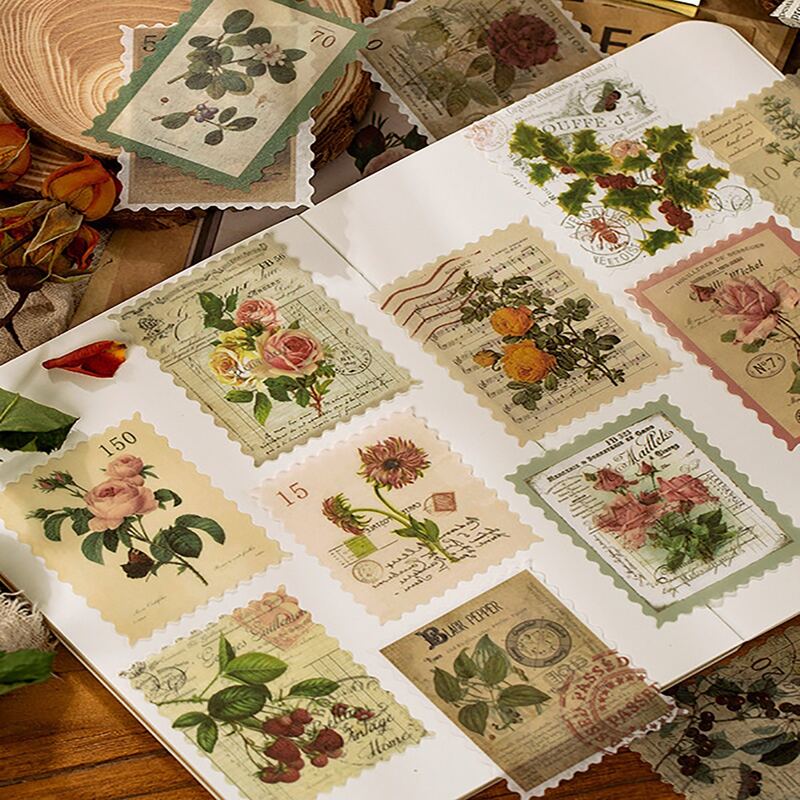 

60pcs Vintage Pattern Sticker, Multicolor