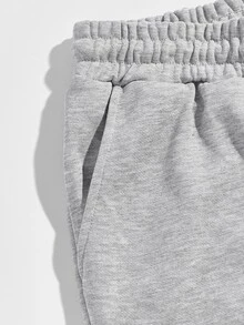 ROMWE MEN Hombres Pantalones deportivos de sonrisa con estampado - Gris - Ver 4
