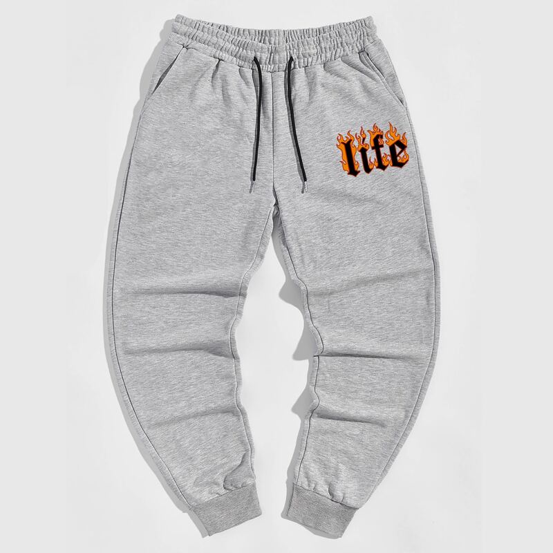 

Guys Letter Graphic Sweatpants, Light grey