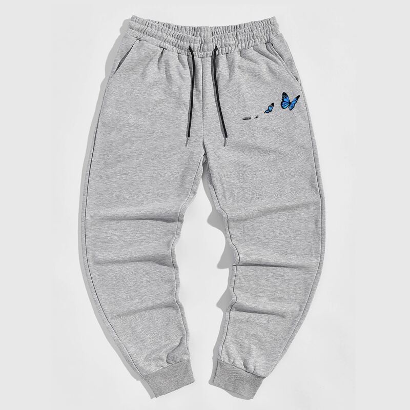 

Guys Butterfly Print Sweatpants, Light grey