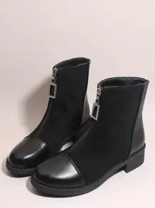 Botas minimalista con cremallera unido - Negro - Ver 1