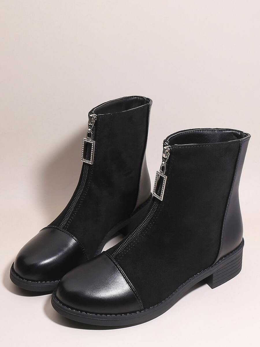 Botas minimalista con cremallera unido - Negro - Ver 1