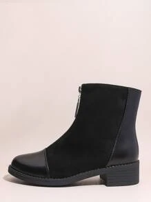 Botas minimalista con cremallera unido - Negro - Ver 2