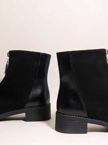 Botas minimalista con cremallera unido - Negro - Ver 3