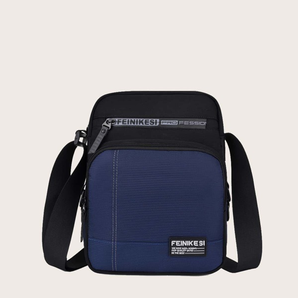

Men Two Tone Multi-compartment Crossbody Bag, Blue