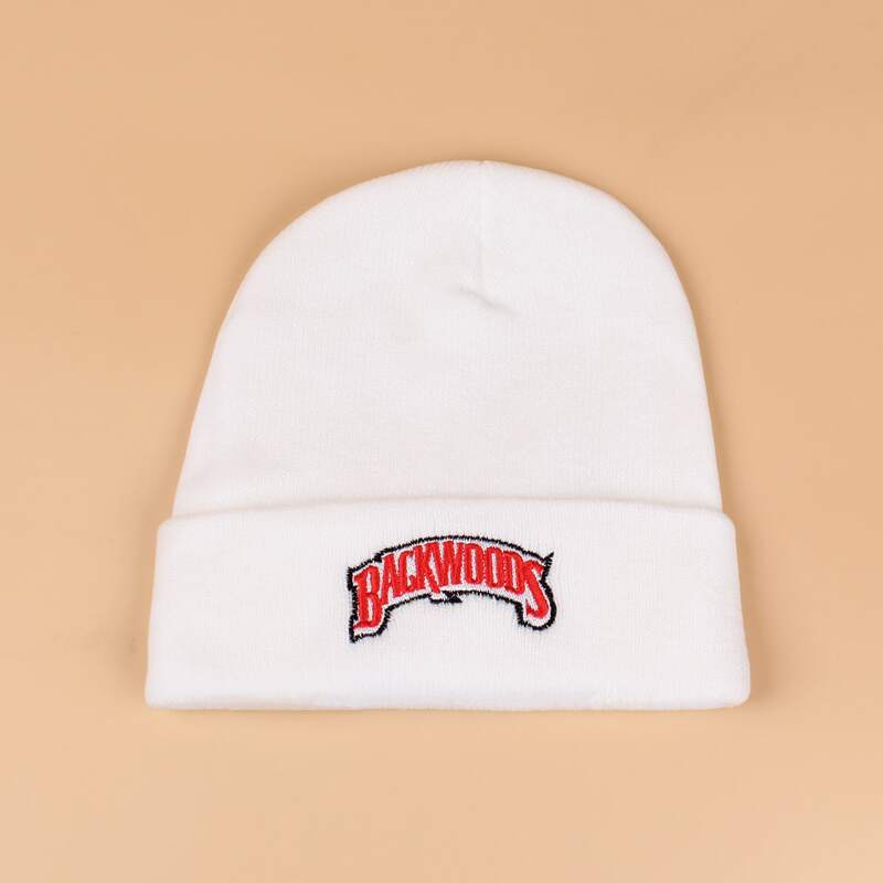 

Letter Embroidered Beanie, White