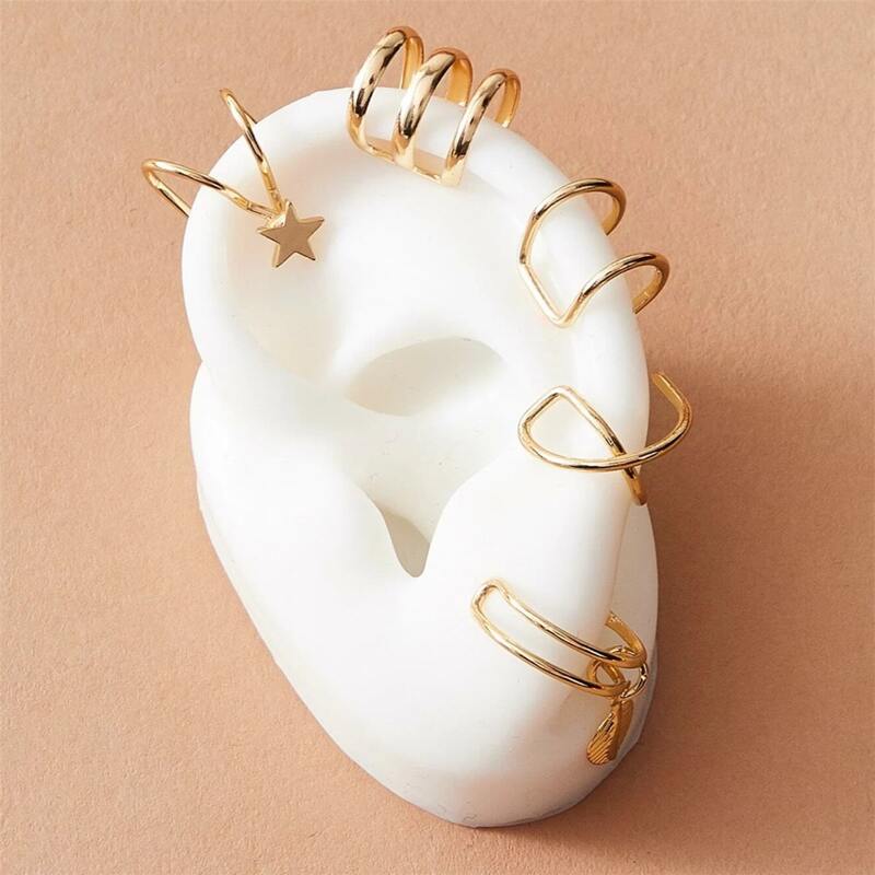 

5pcs Hollow Out Ear Cuff, Gold
