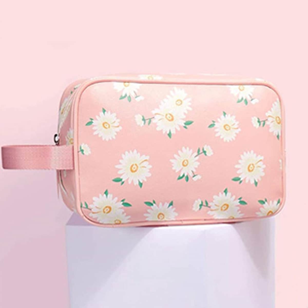

Flower Print Storage Bag, Pink