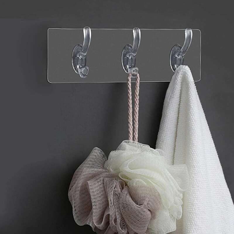 

1pc 3 In 1 Wall Hook, Clear