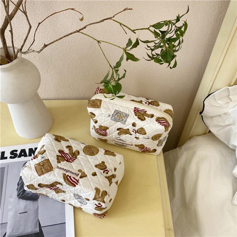 

Cartoon Bear Square Makeup Bag, White