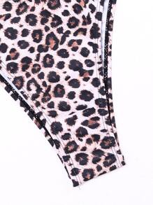 Leopard Tie Shoulder Bikini Summer Beach - Brown - View 3