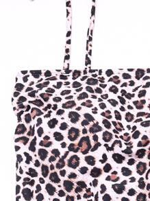 Leopard Tie Shoulder Bikini Summer Beach - Brown - View 5