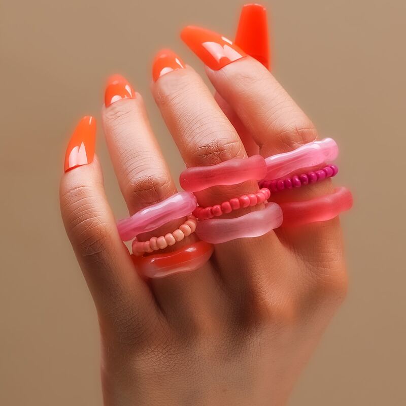 

9pcs Beaded Ring, Multicolor