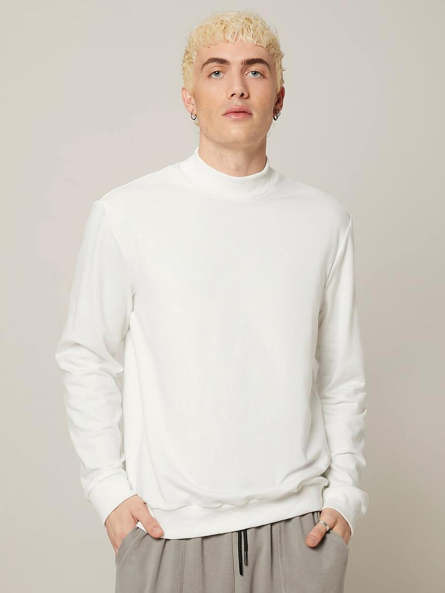 Manfinity Áo nỉ Nam màu trơn Cơ bản - trắng - Xem 1