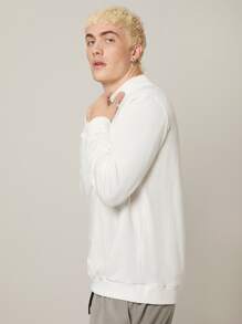 Manfinity Áo nỉ Nam màu trơn Cơ bản - trắng - Xem 5