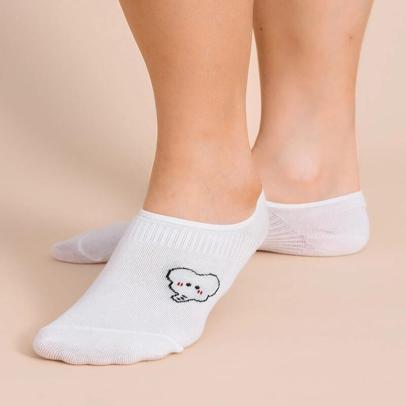 

8pairs Cartoon Graphic Invisible Socks, White