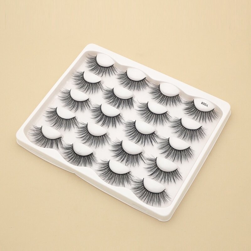 

10pairs Volumized Fake Eyelashes & 1pc Tweezers & 1pc Brush, Black