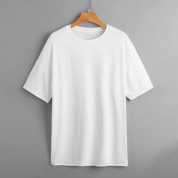 

Solid Drop Shoulder Tee, White