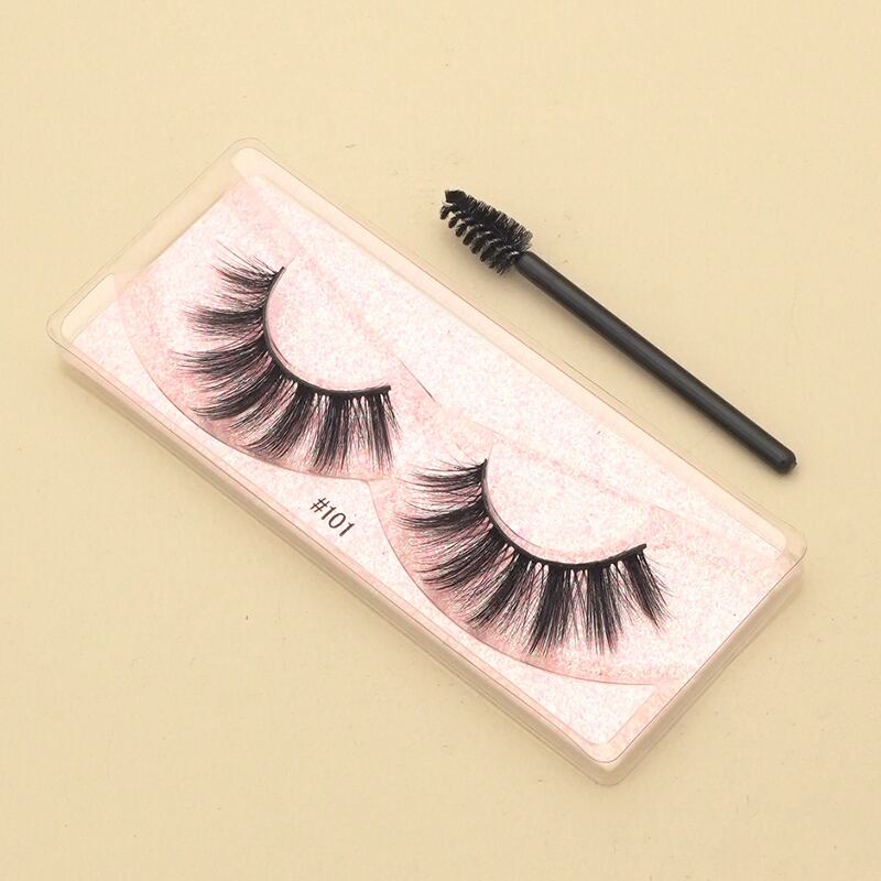 

1pair Volumized Fake Eyelashes & 1pc Brush, Black