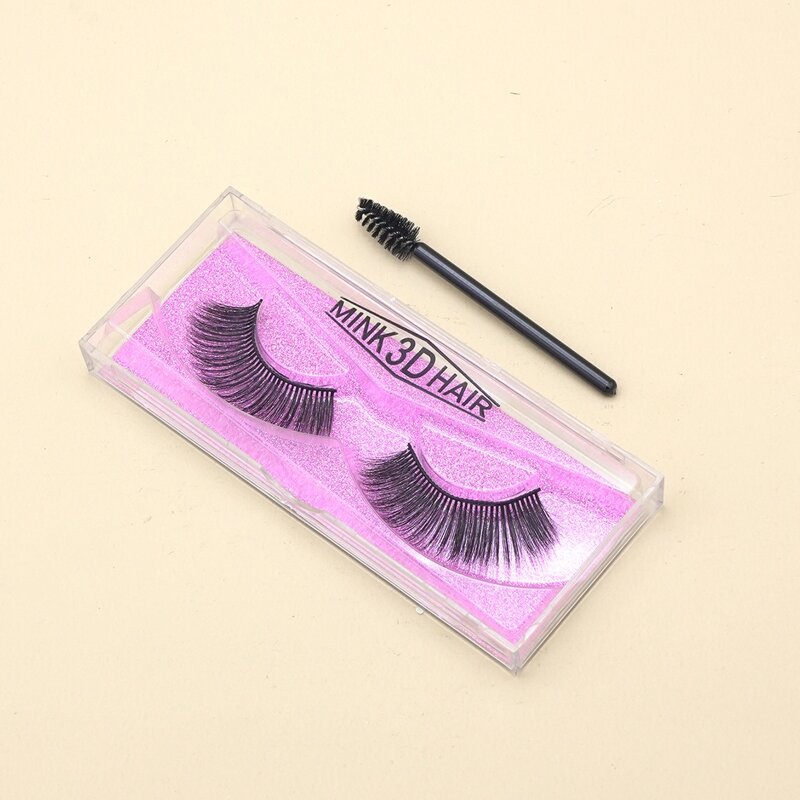 

1pair Volumized Fake Eyelashes & 1pc Brush, Black