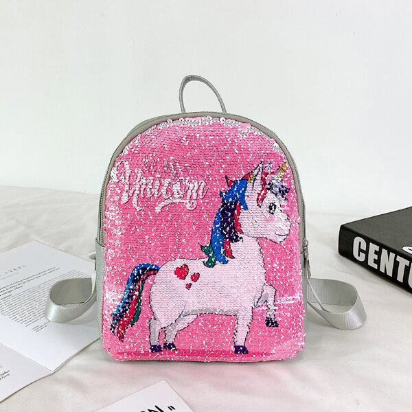 

Baby Girl Cartoon Pattern Backpack, Pink