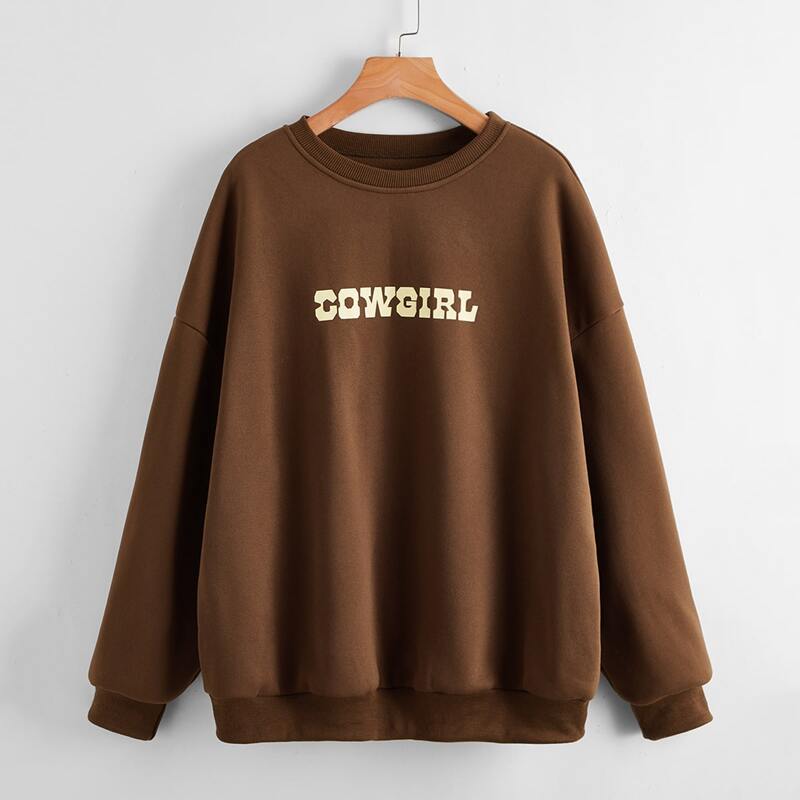 

Letter Graphic Drop Shoulder Pullover, Coffee brown