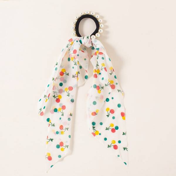 

Cherry Print Scarf Hair Tie, Multicolor