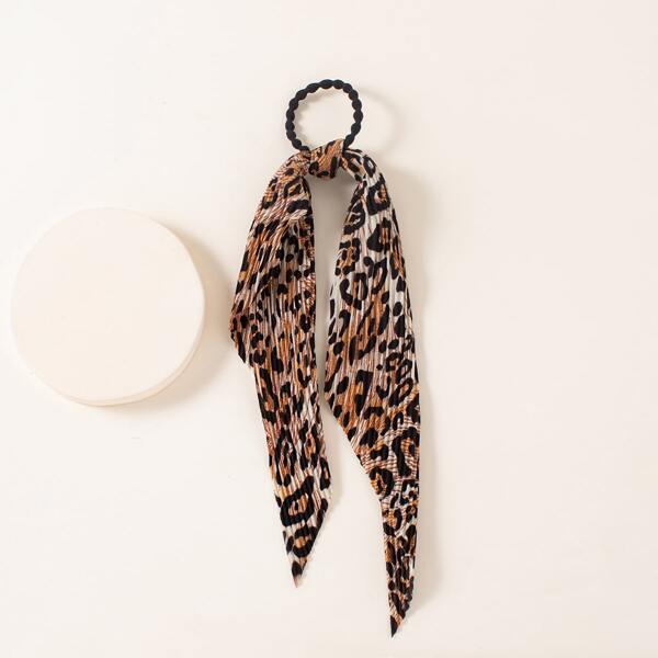 

Leopard Print Pleated Scarf Hair Tie, Multicolor