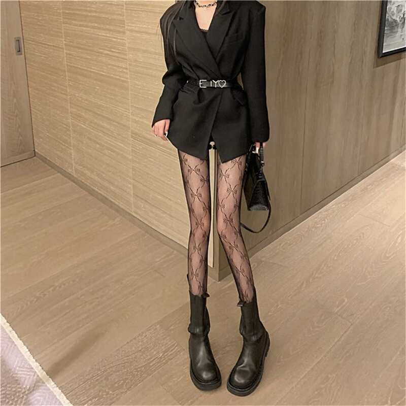 

Bow Pattern Tights, Black